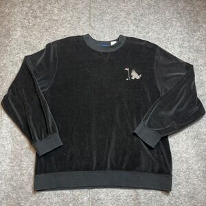EP Pro Womens Velour Sweatshirt Black Eeyore Golf Embroidery Size Large